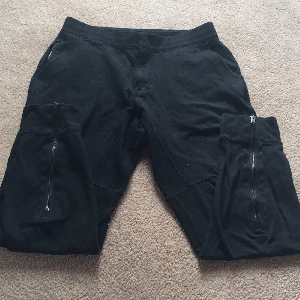Stretch Blk Sweats/Jeggings Zipper Bottom